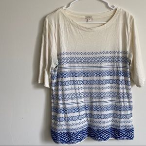 J. Crew || Embroidered Hem Top